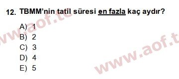 2015 Anayasa Hukuku Yaz Okulu 12. Çıkmış Sınav Sorusu
