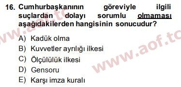 2015 Anayasa Hukuku Yaz Okulu 16. Çıkmış Sınav Sorusu