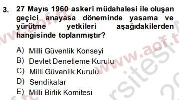 2015 Anayasa Hukuku Yaz Okulu 3. Çıkmış Sınav Sorusu
