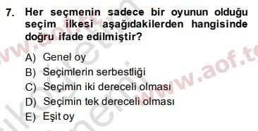 2015 Anayasa Hukuku Yaz Okulu 7. Çıkmış Sınav Sorusu