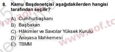2015 Anayasa Hukuku Yaz Okulu 8. Çıkmış Sınav Sorusu