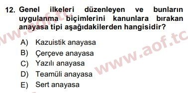 2020 Anayasa Hukuku Arasınav 12. Çıkmış Sınav Sorusu