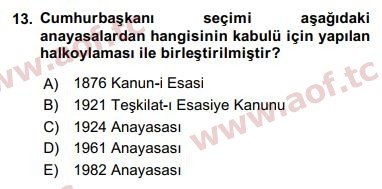 2020 Anayasa Hukuku Arasınav 13. Çıkmış Sınav Sorusu