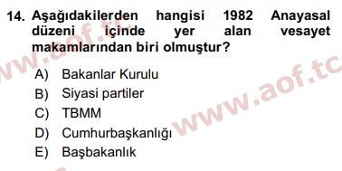 2020 Anayasa Hukuku Arasınav 14. Çıkmış Sınav Sorusu