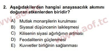 2020 Anayasa Hukuku Arasınav 2. Çıkmış Sınav Sorusu