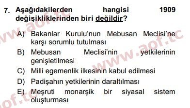 2020 Anayasa Hukuku Arasınav 7. Çıkmış Sınav Sorusu