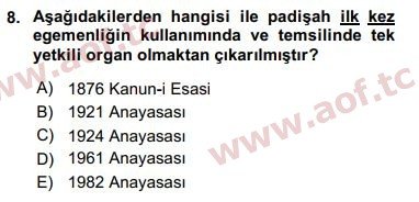 2020 Anayasa Hukuku Arasınav 8. Çıkmış Sınav Sorusu