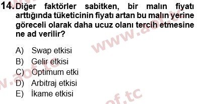 2023 İktisada Giriş 1 Arasınav 14. Çıkmış Sınav Sorusu