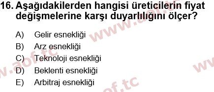 2023 İktisada Giriş 1 Arasınav 16. Çıkmış Sınav Sorusu