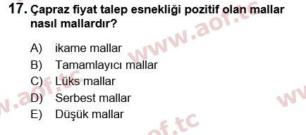 2023 İktisada Giriş 1 Arasınav 17. Çıkmış Sınav Sorusu