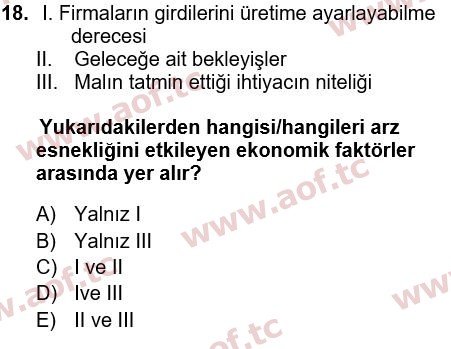 2023 İktisada Giriş 1 Arasınav 18. Çıkmış Sınav Sorusu