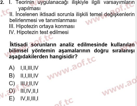 2023 İktisada Giriş 1 Arasınav 2. Çıkmış Sınav Sorusu