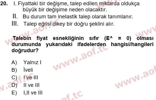 2023 İktisada Giriş 1 Arasınav 20. Çıkmış Sınav Sorusu