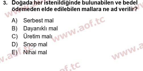 2023 İktisada Giriş 1 Arasınav 3. Çıkmış Sınav Sorusu