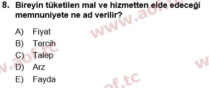 2023 İktisada Giriş 1 Arasınav 8. Çıkmış Sınav Sorusu