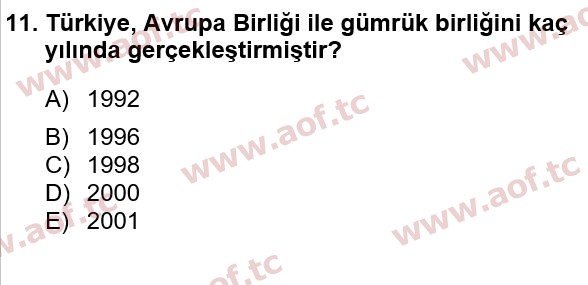 2015 Türkiye Ekonomisi Yaz Okulu 11. Çıkmış Sınav Sorusu