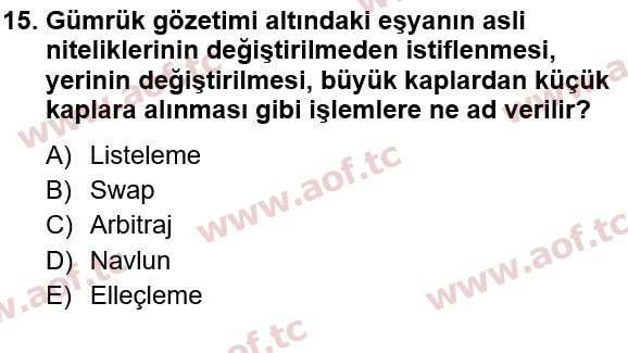 2015 Türkiye Ekonomisi Yaz Okulu 15. Çıkmış Sınav Sorusu