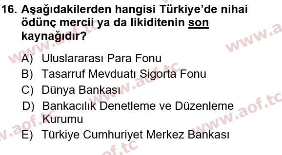 2015 Türkiye Ekonomisi Yaz Okulu 16. Çıkmış Sınav Sorusu