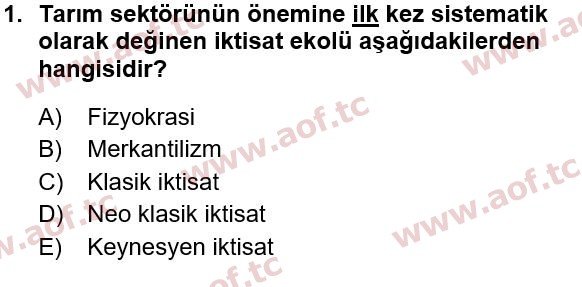 2016 Türkiye Ekonomisi Yaz Okulu 1. Çıkmış Sınav Sorusu