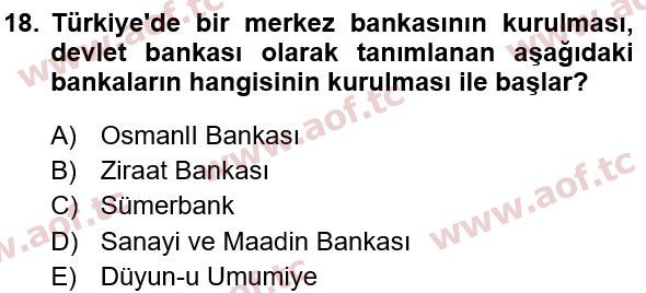 2022 Türkiye Ekonomisi Final 18. Çıkmış Sınav Sorusu