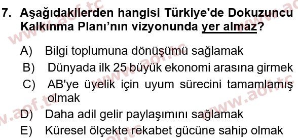 2022 Türkiye Ekonomisi Final 7. Çıkmış Sınav Sorusu