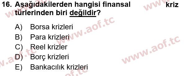 2023 Türkiye Ekonomisi Yaz Okulu 16. Çıkmış Sınav Sorusu