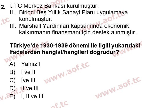 2023 Türkiye Ekonomisi Yaz Okulu 2. Çıkmış Sınav Sorusu