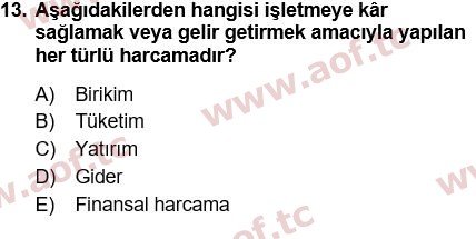 2021 Genel İşletme Arasınav 13. Çıkmış Sınav Sorusu