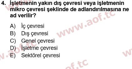 2021 Genel İşletme Arasınav 4. Çıkmış Sınav Sorusu