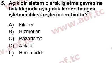 2021 Genel İşletme Arasınav 5. Çıkmış Sınav Sorusu