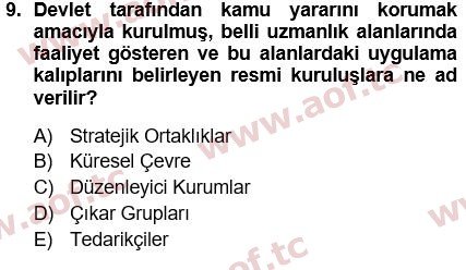 2021 Genel İşletme Arasınav 9. Çıkmış Sınav Sorusu