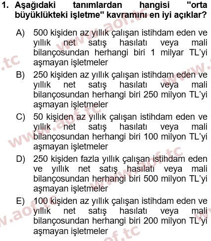 2024 Genel İşletme Arasınav 1. Çıkmış Sınav Sorusu