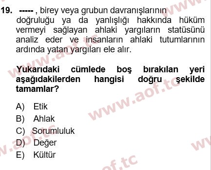 2024 Genel İşletme Arasınav 19. Çıkmış Sınav Sorusu