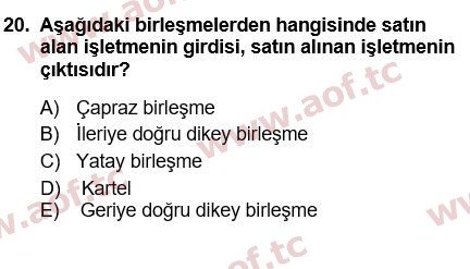 2024 Genel İşletme Arasınav 20. Çıkmış Sınav Sorusu