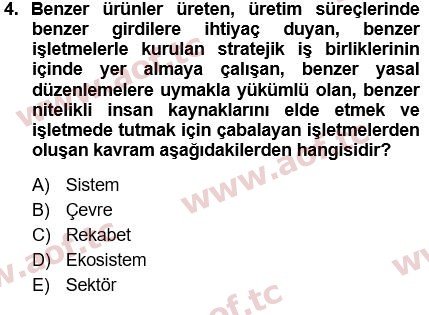 2024 Genel İşletme Arasınav 4. Çıkmış Sınav Sorusu