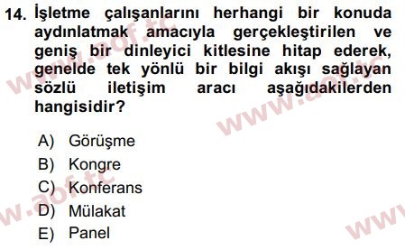 2018 İşletme Bilgi Sistemleri Arasınav 14. Çıkmış Sınav Sorusu