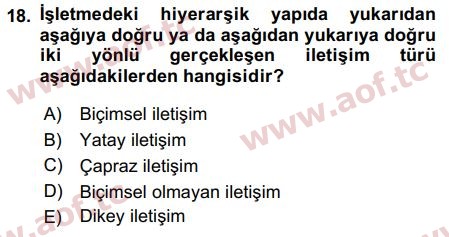 2018 İşletme Bilgi Sistemleri Arasınav 18. Çıkmış Sınav Sorusu