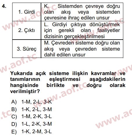 2018 İşletme Bilgi Sistemleri Arasınav 4. Çıkmış Sınav Sorusu