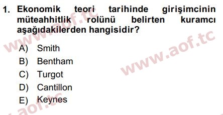 2018 Girişimcilik ve İş Kurma Arasınav 1. Çıkmış Sınav Sorusu