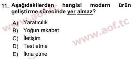 2018 Girişimcilik ve İş Kurma Arasınav 11. Çıkmış Sınav Sorusu