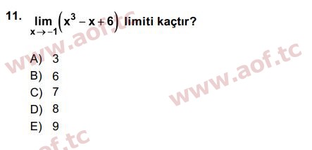 2016 Matematik 1 Final 11. Çıkmış Sınav Sorusu