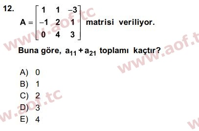 2016 Matematik 1 Final 12. Çıkmış Sınav Sorusu