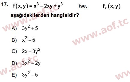 2016 Matematik 1 Final 17. Çıkmış Sınav Sorusu