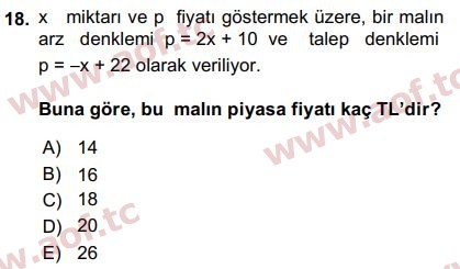 2016 Matematik 1 Final 18. Çıkmış Sınav Sorusu
