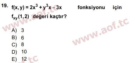 2016 Matematik 1 Final 19. Çıkmış Sınav Sorusu
