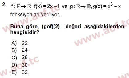 2016 Matematik 1 Final 2. Çıkmış Sınav Sorusu