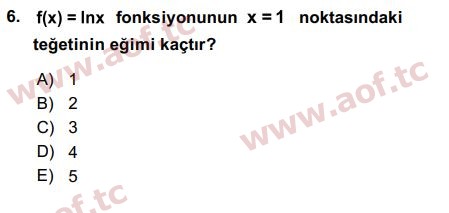 2016 Matematik 1 Final 6. Çıkmış Sınav Sorusu