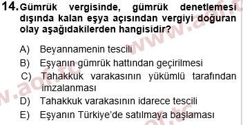 2018 Türk Vergi Sistemi Yaz Okulu 14. Çıkmış Sınav Sorusu