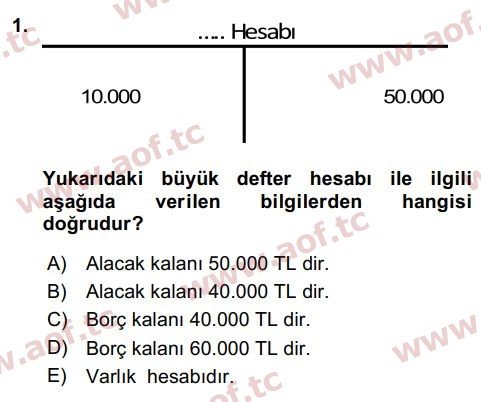 2017 Genel Muhasebe 1 Arasınav 1. Çıkmış Sınav Sorusu