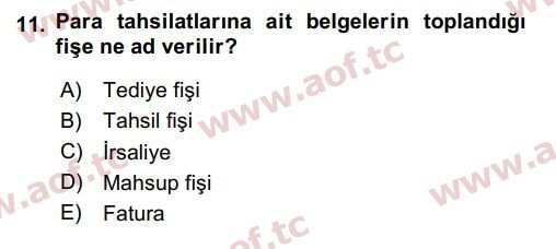 2019 Genel Muhasebe 1 Arasınav 11. Çıkmış Sınav Sorusu